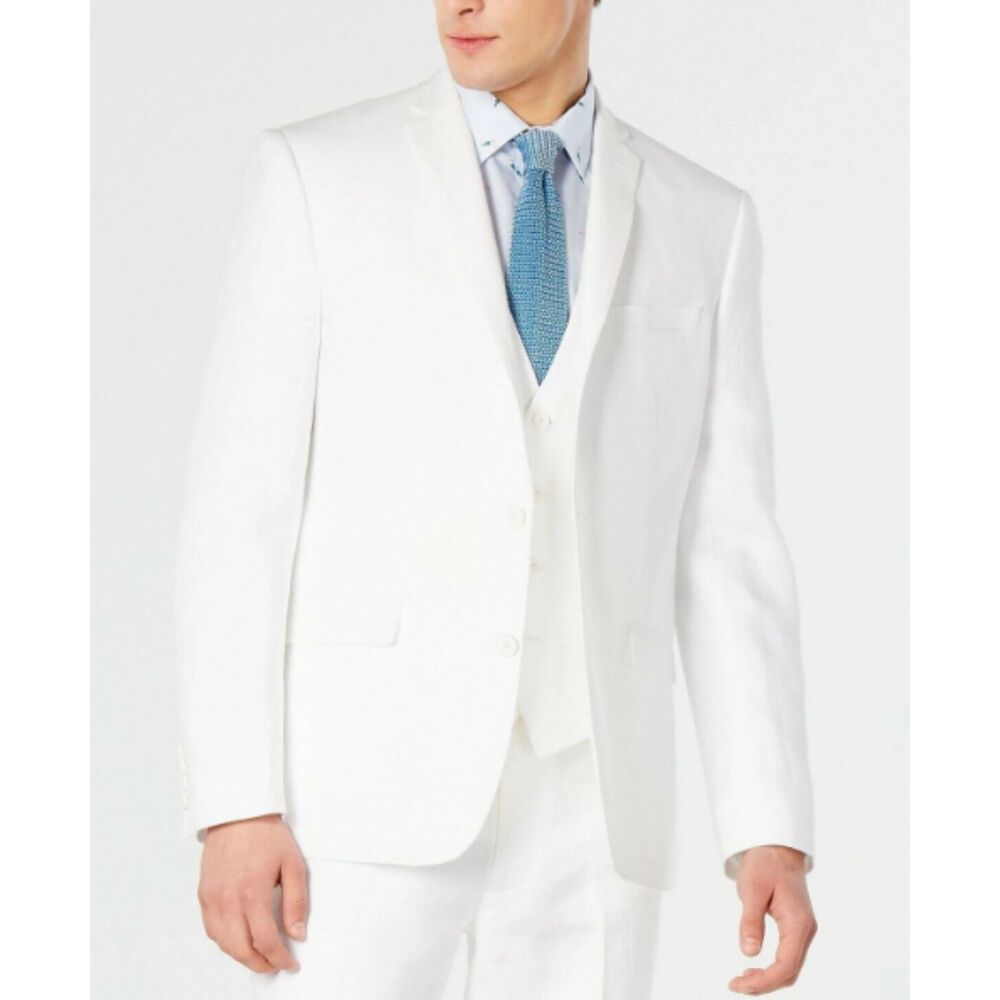 Bar III Slim Fit Linen Blazer Men’s Size 44L White Sport Coat NWT